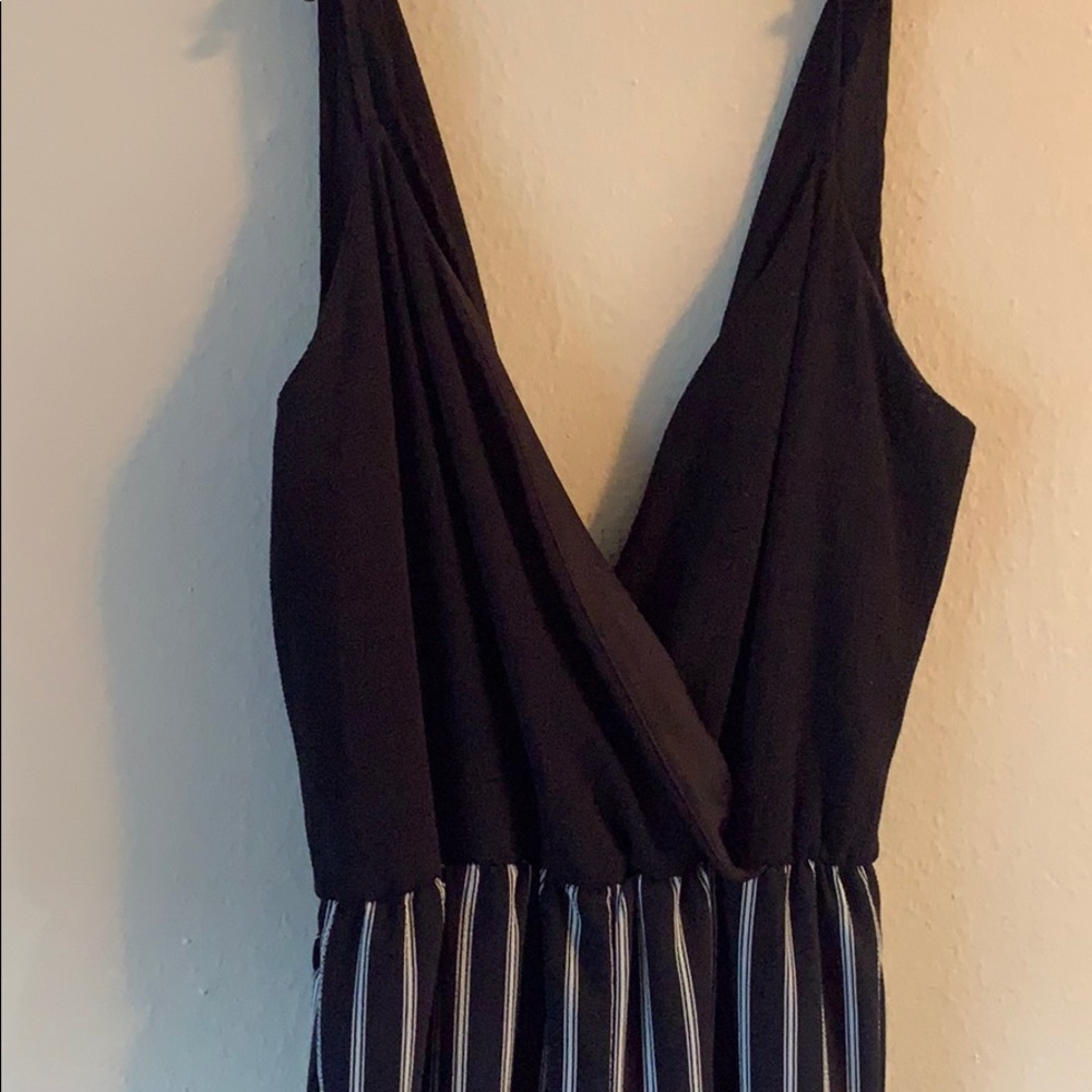 Mikey & Joey Jumpsuit. Black and White Stripes.